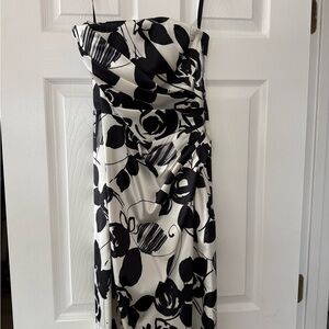 White House Black Market Strapless Black and White Dress